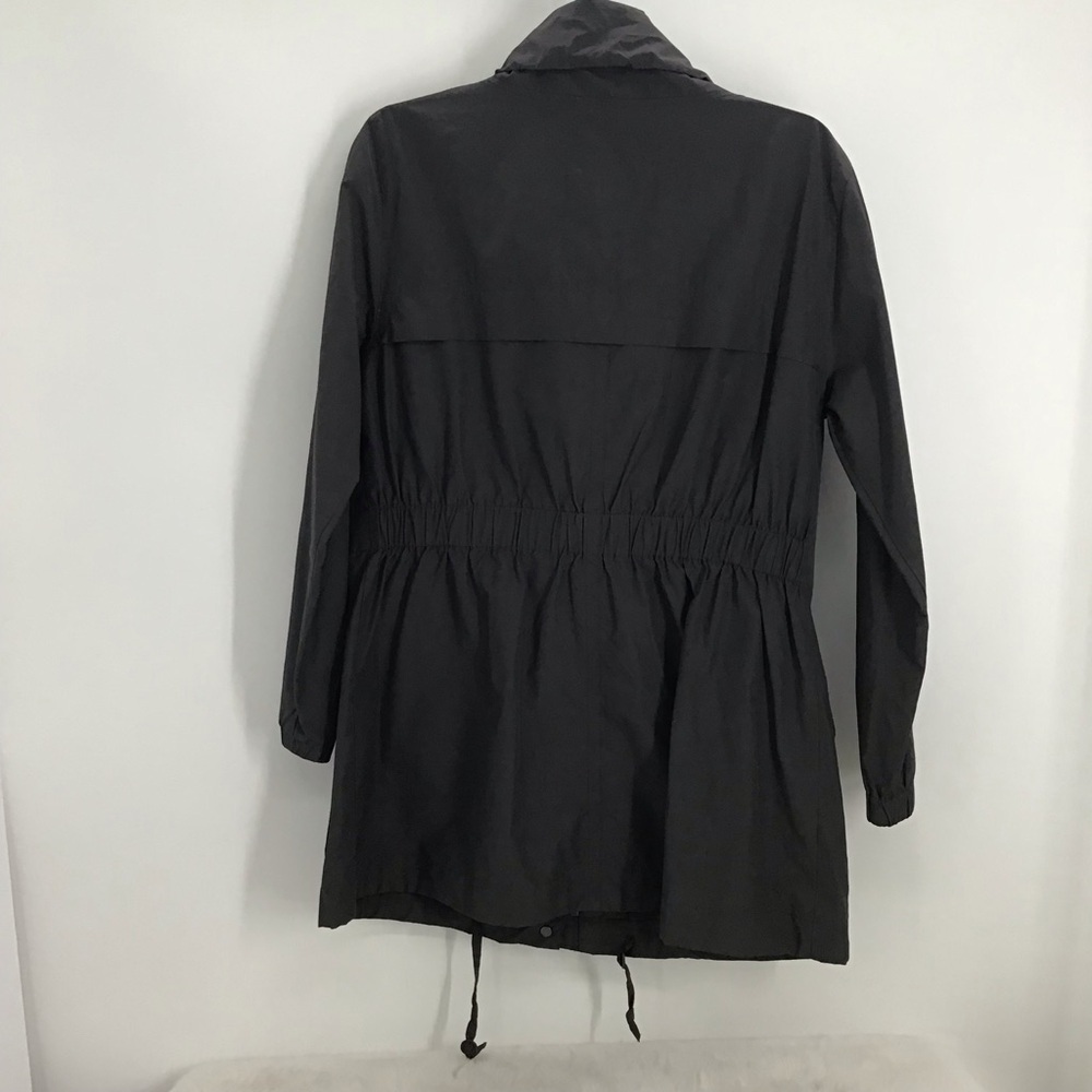Eileen Fisher Light Weight Stand Collar Long Windbreaker Jacket Charcoal Size XS - Picture 3 of 10
